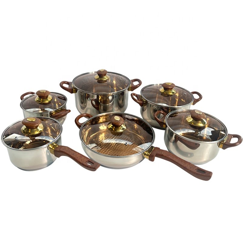 FIRST HORSE Popular Products 2024 12pcs Stainless Steel Induction Cookware Set Accept Dishwasher Cleaning Pots