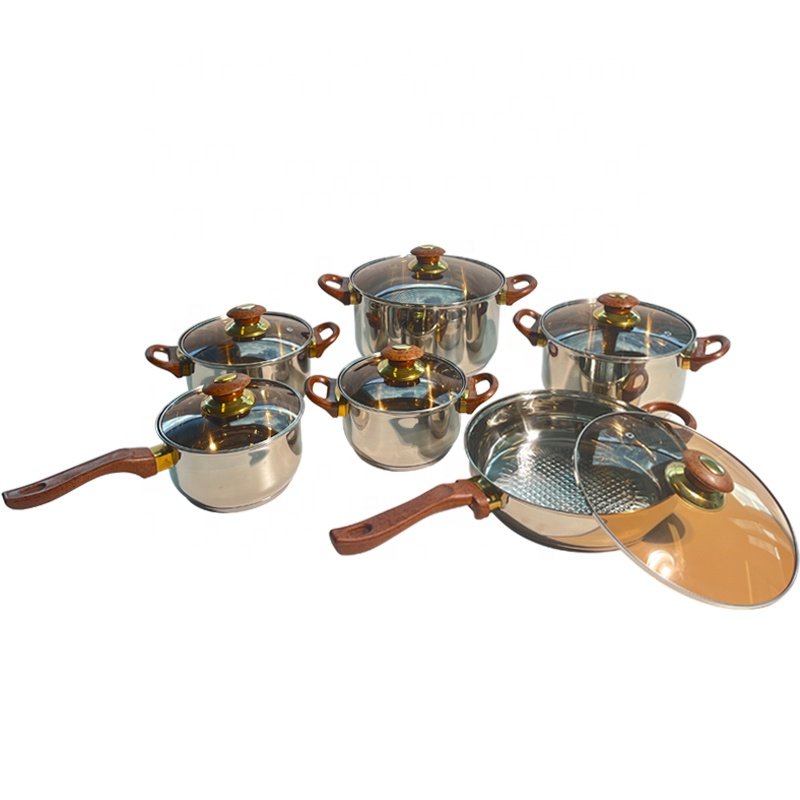 FIRST HORSE Popular Products 2024 12pcs Stainless Steel Induction Cookware Set Accept Dishwasher Cleaning Pots