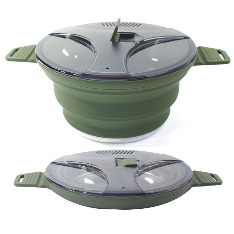 Camping Cookware Set Hiking Silicone Folding Saucepan Water Kettle With Lid Cookware Travel Camping Pot for coffee