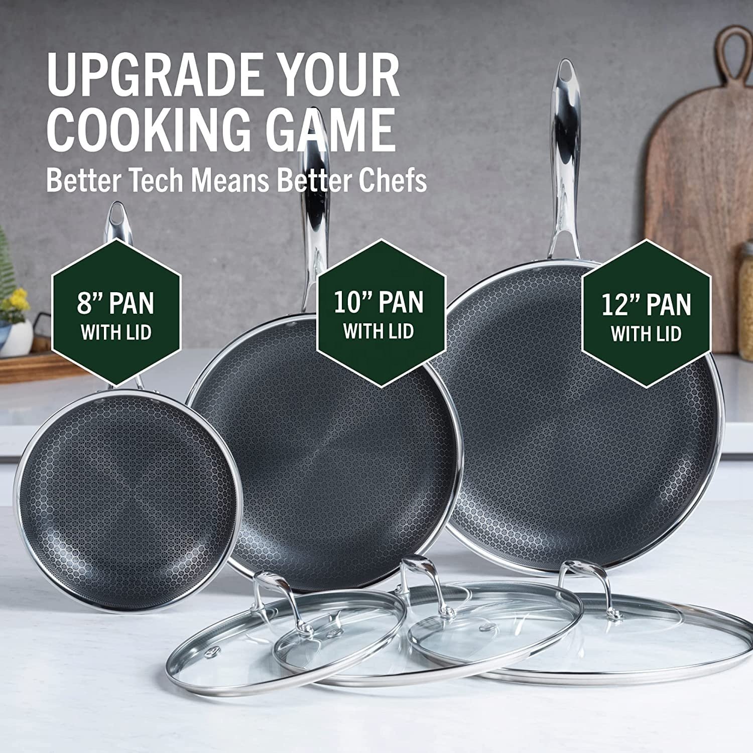 ODM Customized 6 Piece Hybrid Nonstick Pan Set 8, 10 and 12 Inch Frying Pans for Cooking