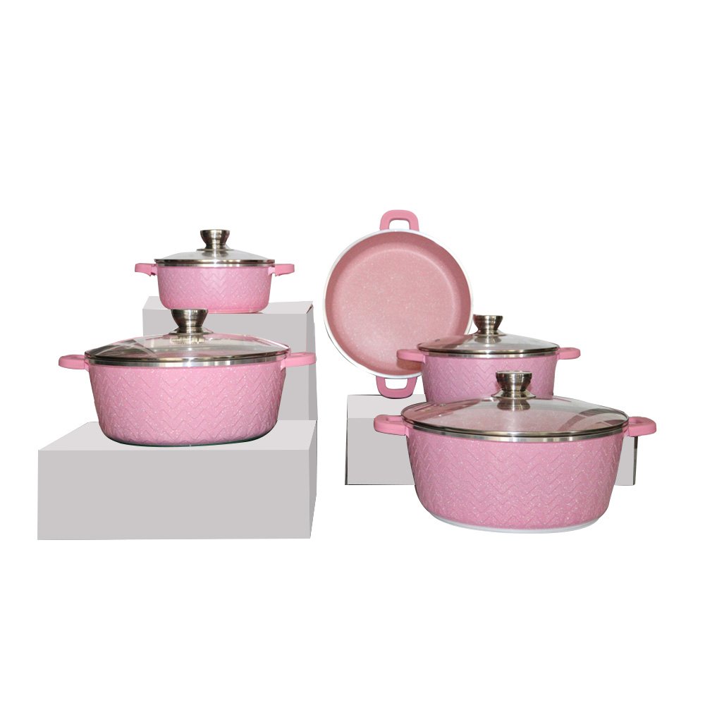 Customizable Women Fashion Non-Stick Cookware Set Aluminum Alloy Cookware Steamer Lid & Cooking Pot Food Safety Kitchen Usage