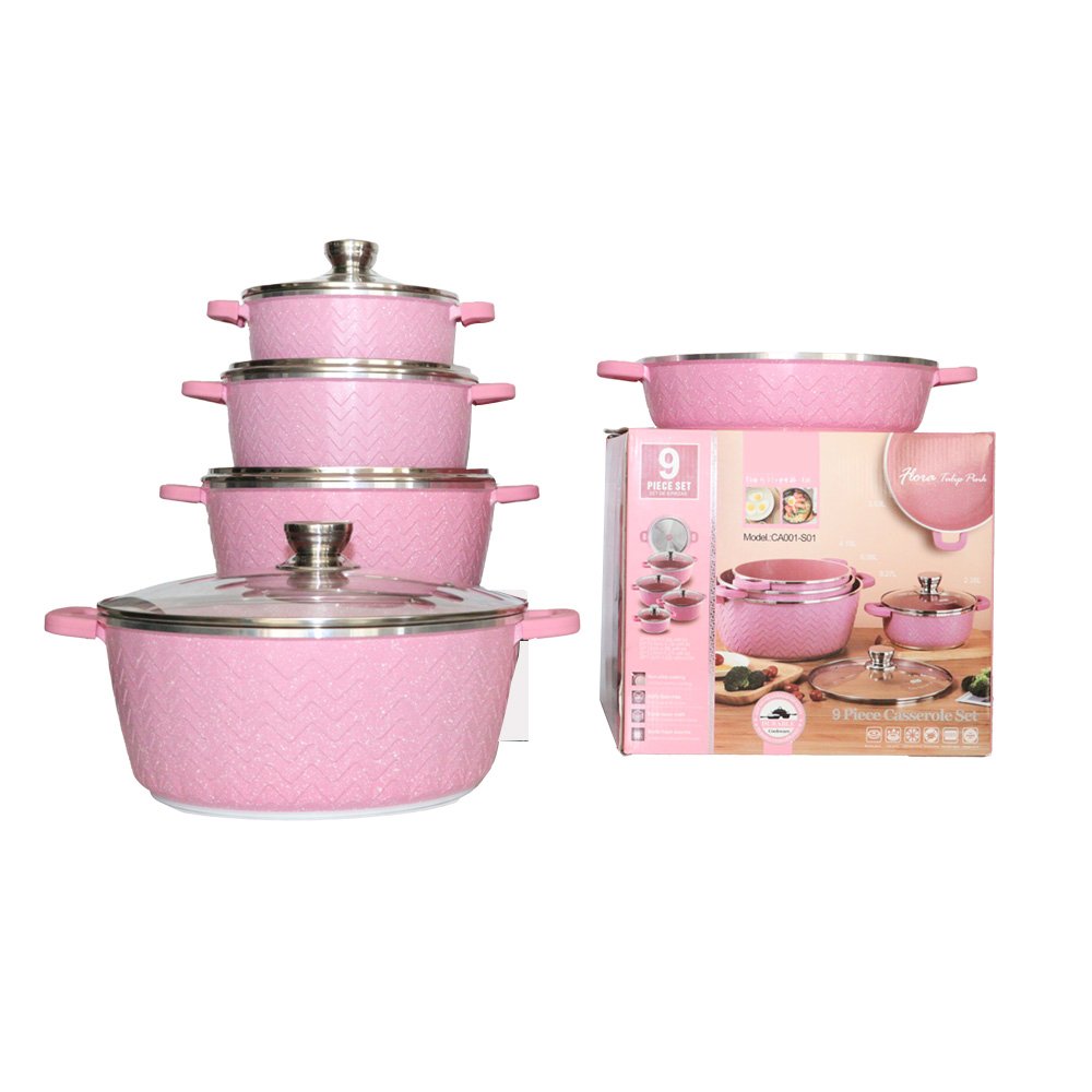 Customizable Women Fashion Non-Stick Cookware Set Aluminum Alloy Cookware Steamer Lid & Cooking Pot Food Safety Kitchen Usage