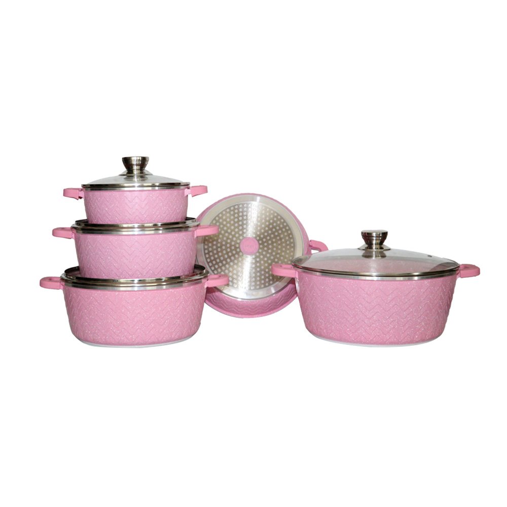 Customizable Women Fashion Non-Stick Cookware Set Aluminum Alloy Cookware Steamer Lid & Cooking Pot Food Safety Kitchen Usage