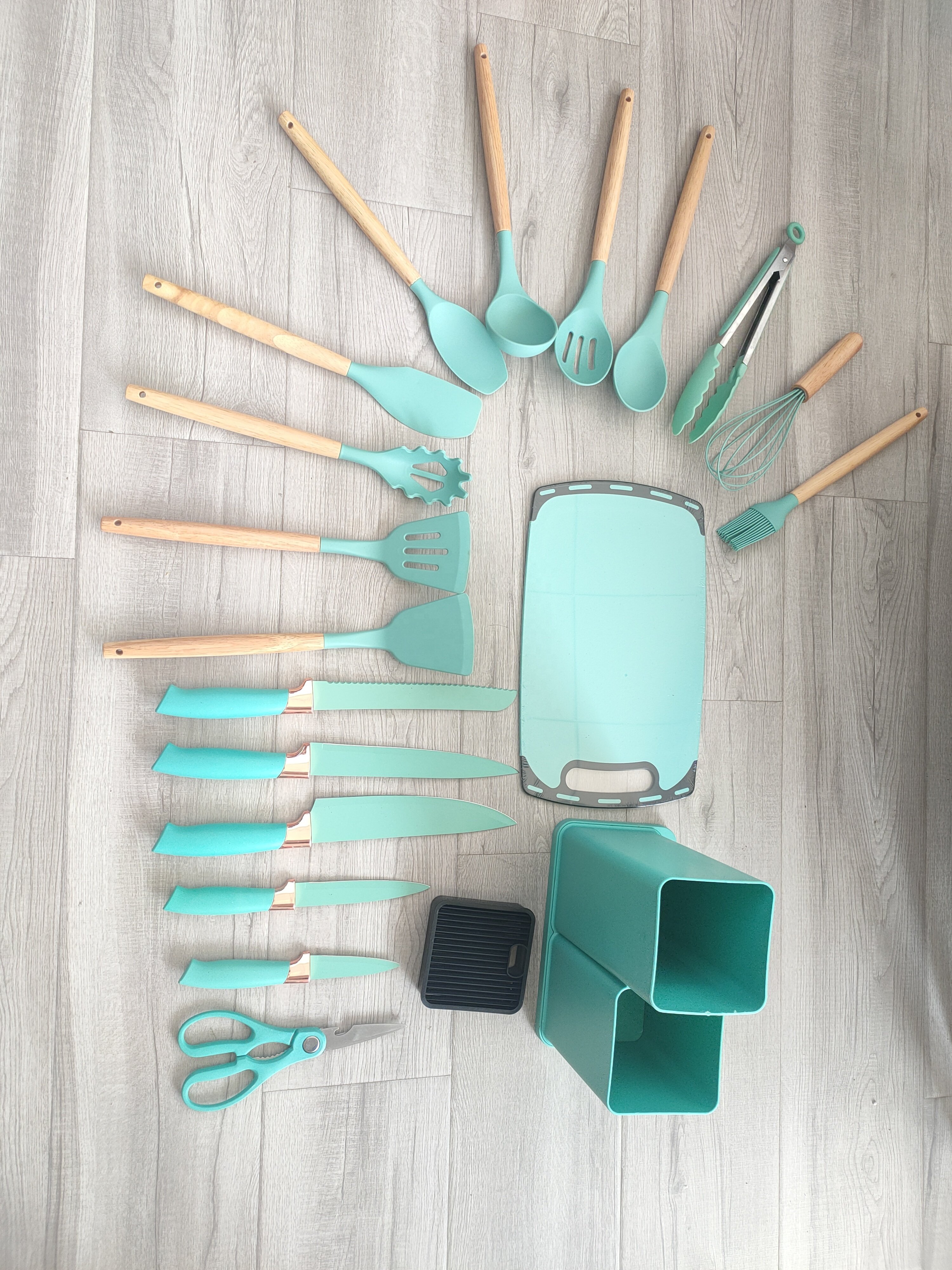 Durable 19-Piece Silicone Kitchen Tool Cooking Utensil Set Premium Silicone Kitchen Tool Set With Wooden Handle
