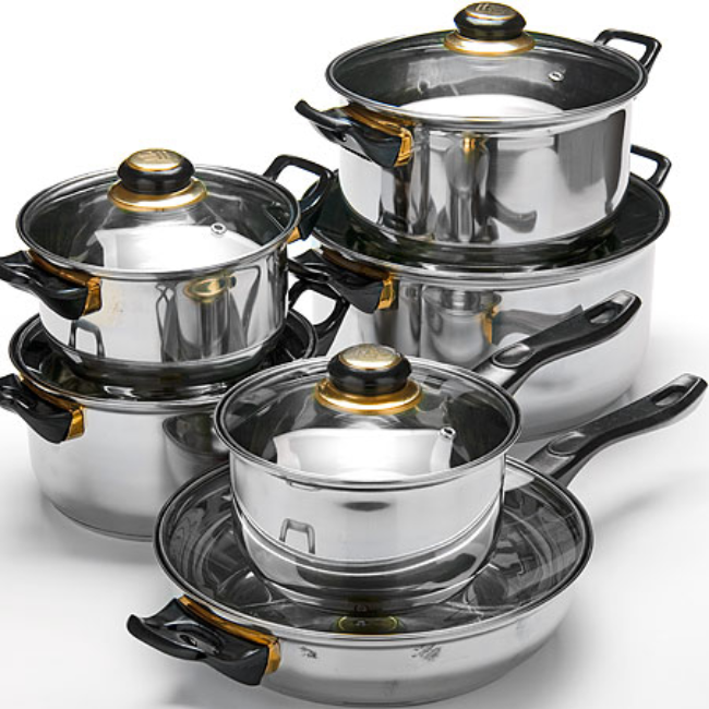 11 piece Stainless Steel Cookware Set Cookware Rack Adjustable Pan Organizer O Non-Stick Cookware With Base