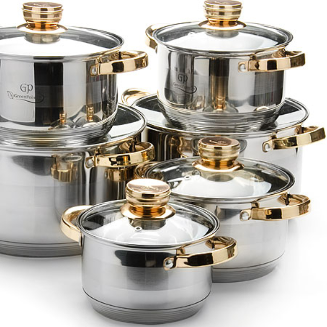 11 piece Stainless Steel Cookware Set Cookware Rack Adjustable Pan Organizer O Non-Stick Cookware With Base