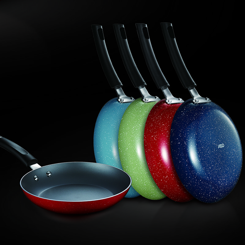 Red Enamel Non Stick Cookware Set Silicone Handle Cooking Aluminum Utensil Sets 9 Pieces Cookware Set Kitchen