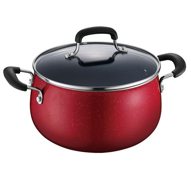 Red Enamel Non Stick Cookware Set Silicone Handle Cooking Aluminum Utensil Sets 9 Pieces Cookware Set Kitchen