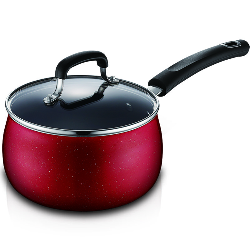 Red Enamel Non Stick Cookware Set Silicone Handle Cooking Aluminum Utensil Sets 9 Pieces Cookware Set Kitchen