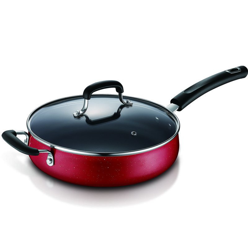 Red Enamel Non Stick Cookware Set Silicone Handle Cooking Aluminum Utensil Sets 9 Pieces Cookware Set Kitchen