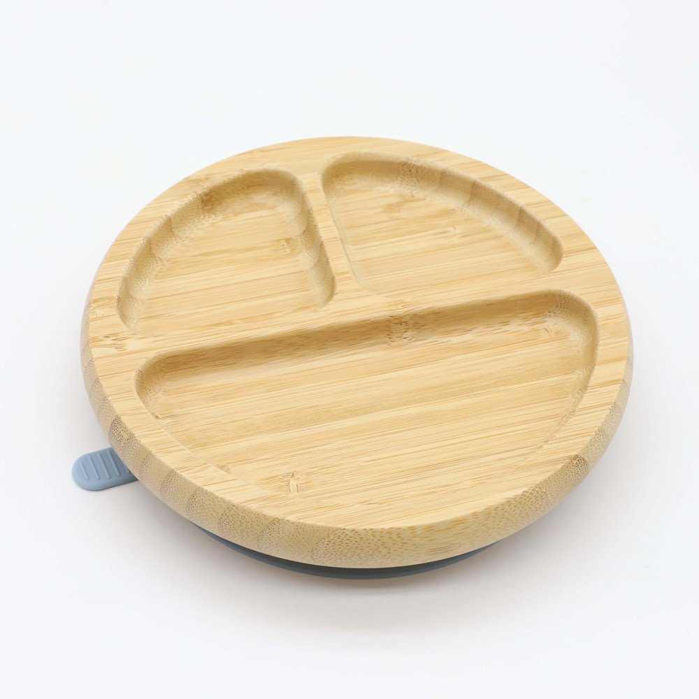 2023 New product Bamboo Dinner Plate Bowl with suction cup 2-in-1 water cup bib Wooden spoon fork dinnerware set