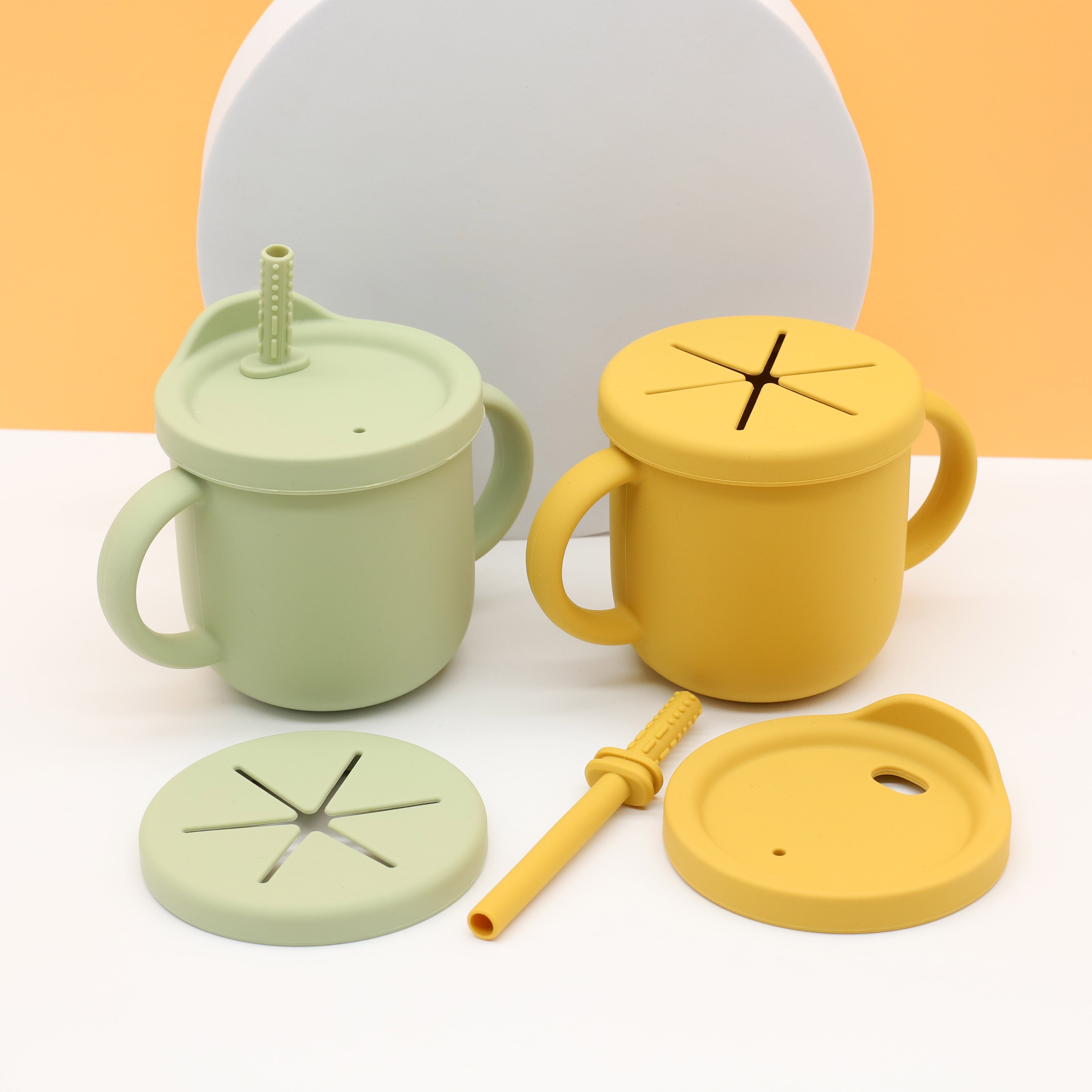 2023 New product Bamboo Dinner Plate Bowl with suction cup 2-in-1 water cup bib Wooden spoon fork dinnerware set
