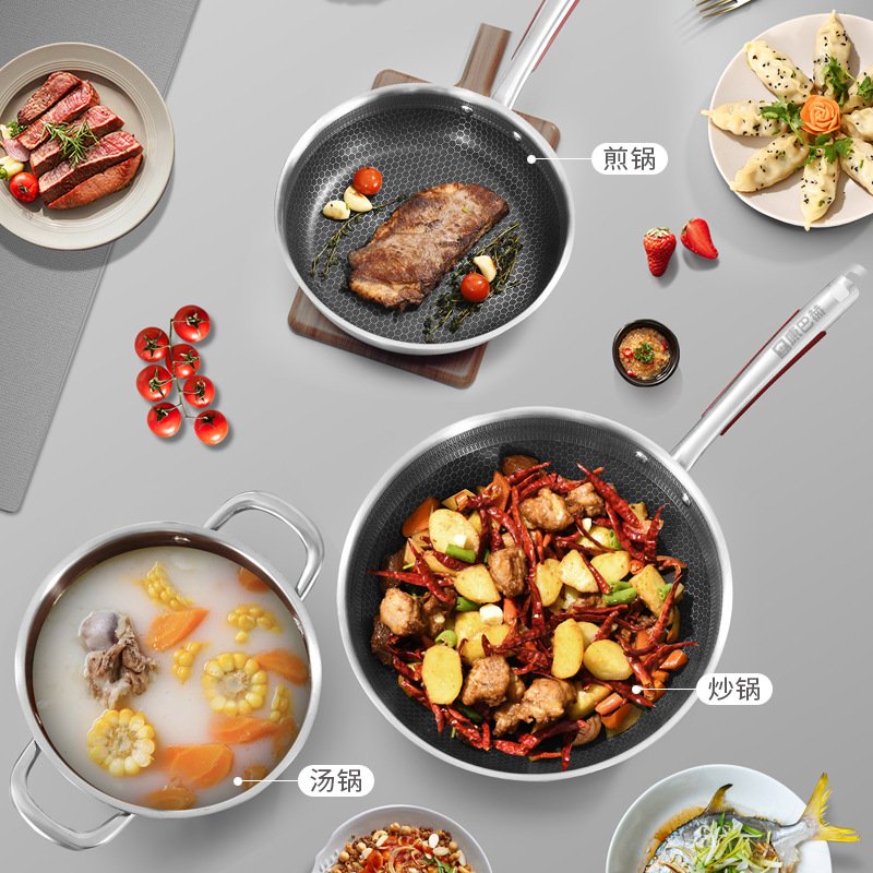 3pcs wholesale 304 stainless steel non stick cookware set kitchen wares cookware set cooking cookware pot