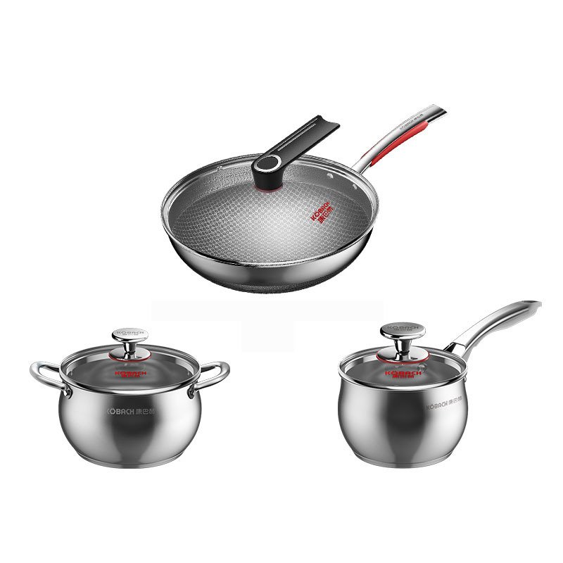 3pcs wholesale 304 stainless steel non stick cookware set kitchen wares cookware set cooking cookware pot