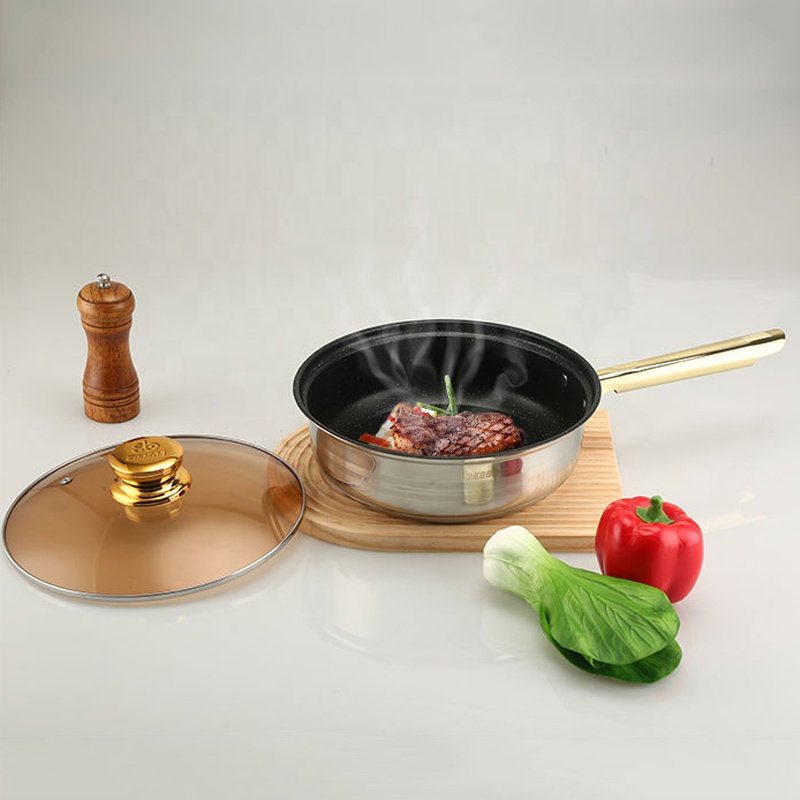 Hot Selling 12 PCS Stainless Steel Cookware Sets Non-stick Gold Casseroles Cooking Pot Sets With Handle