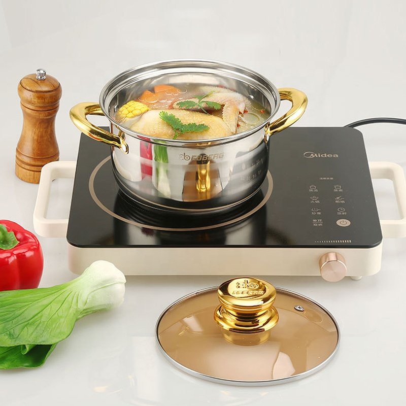 Hot Selling 12 PCS Stainless Steel Cookware Sets Non-stick Gold Casseroles Cooking Pot Sets With Handle