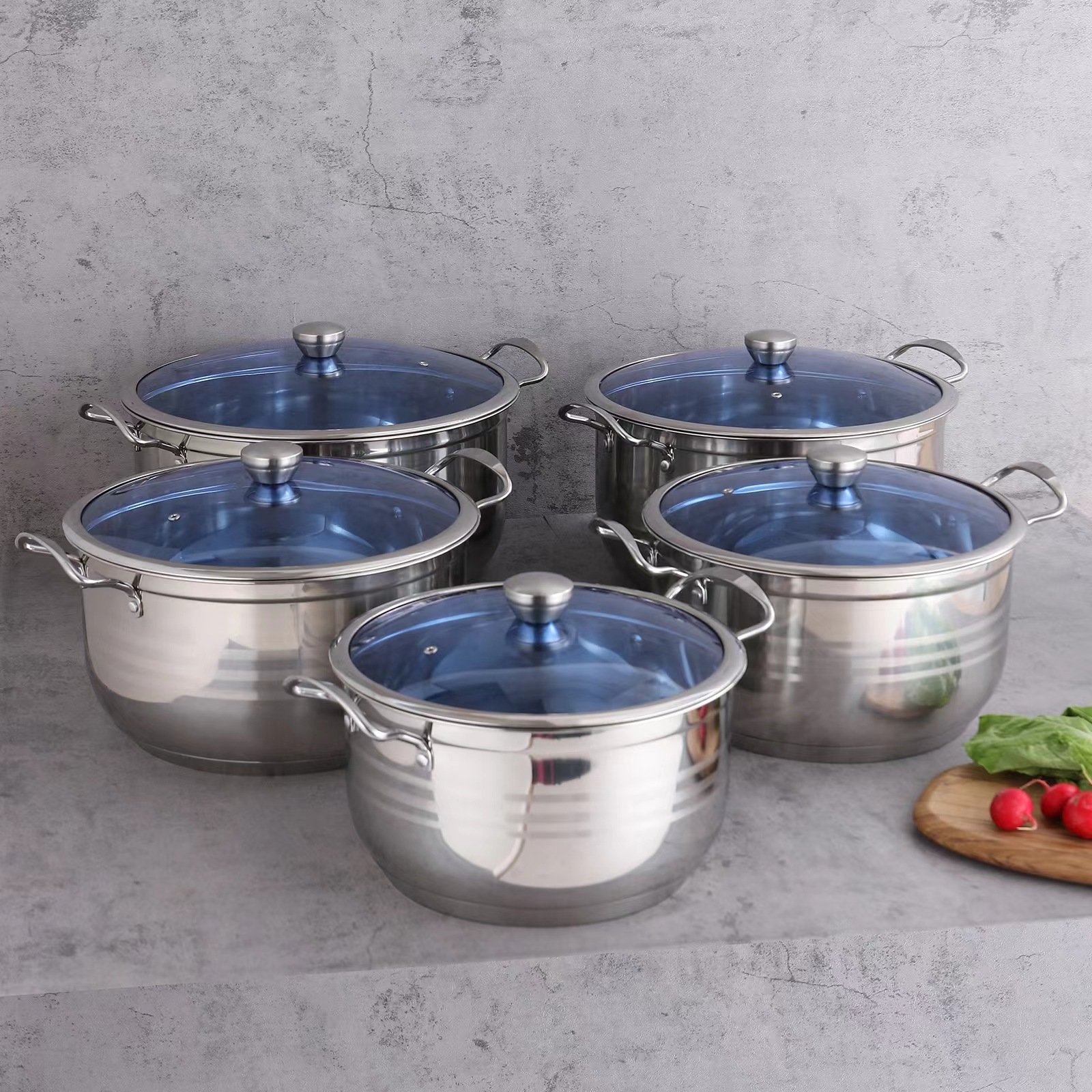 14pcs Set Hot Sale Stainless Steel Cookware Set Industrial Large Set
