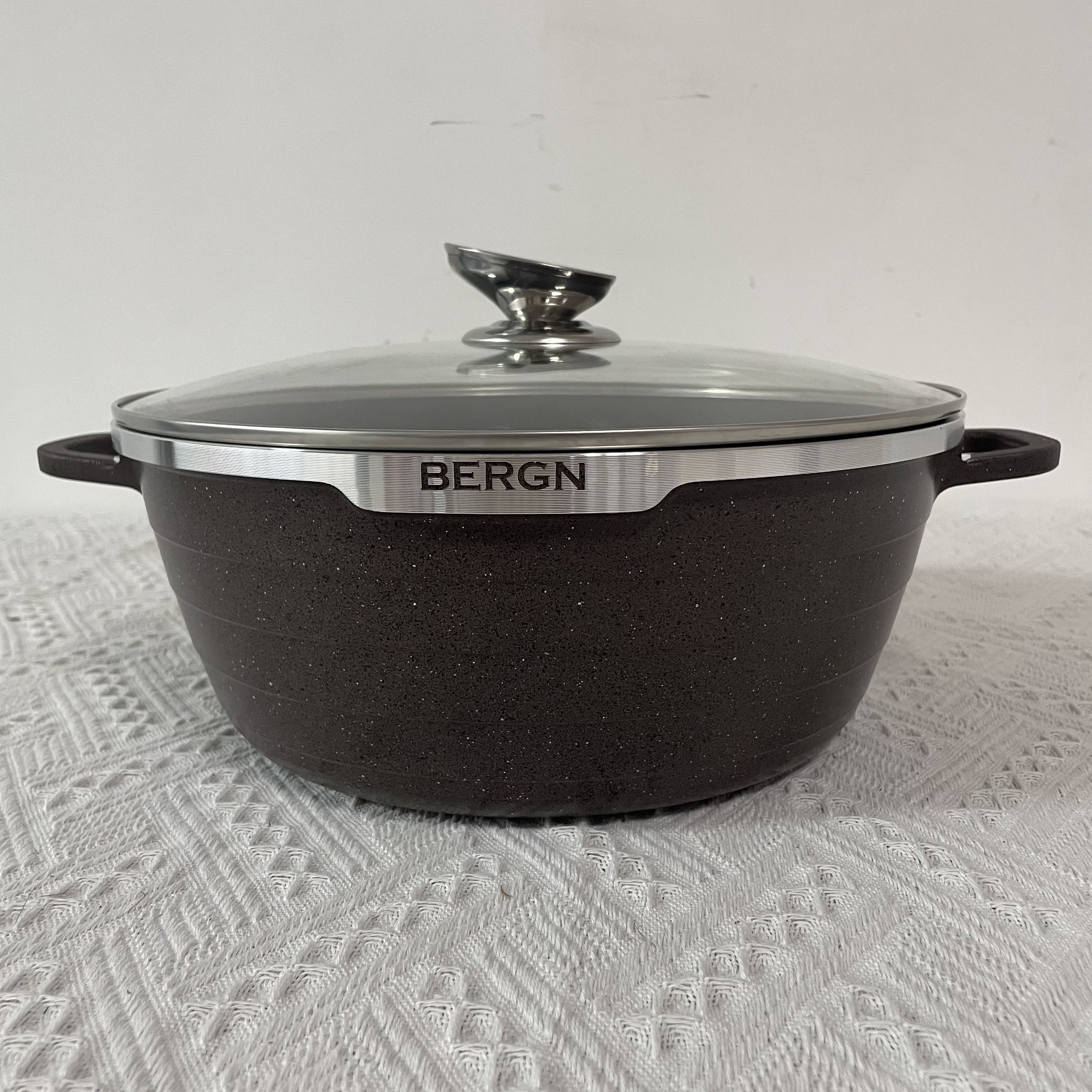 Luxury Bergn Die Cast 10PCS Cookware Set Non-stick Marble Granite Coating Casseroles induction Cooker Spiral Bottom