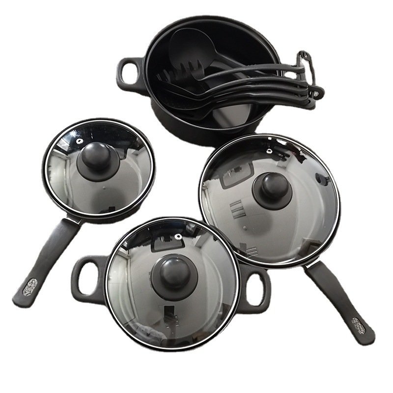 New Cheap 13pcs Cooking Non Stick Kitchen Cast Iron Tools Pots And Pans Cookware Sets