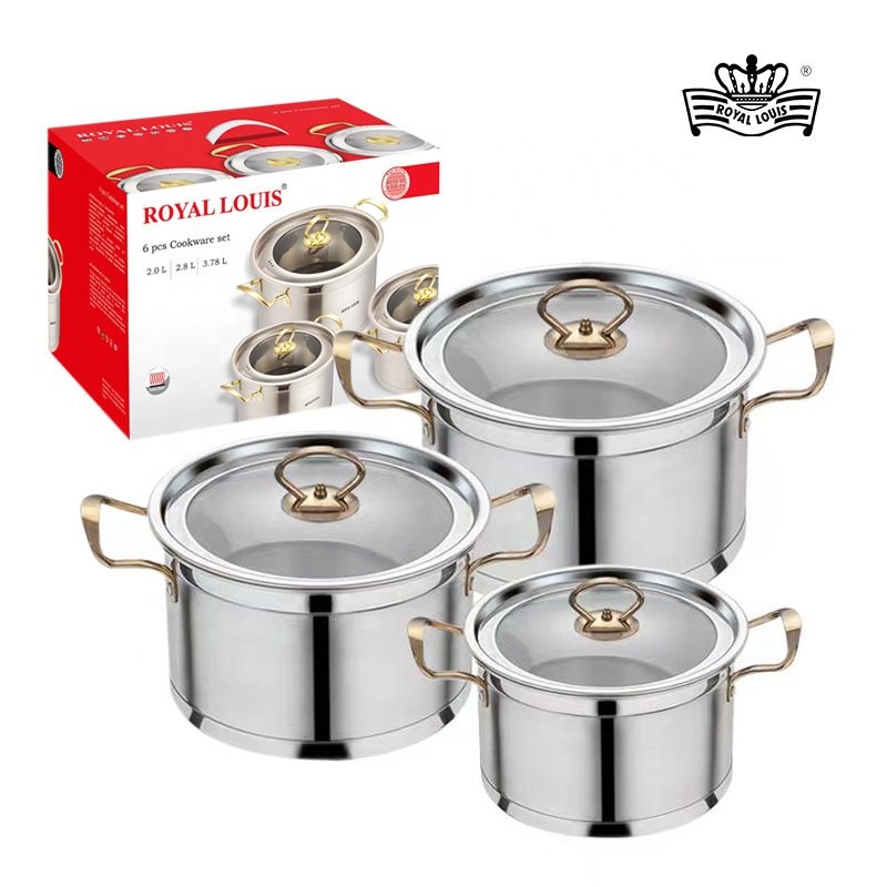 Hot Sale European Stainless Steel Pot Set Wholesale Cooking Pot 6 Pcs Cookware Set Russia Zei Dan Supplier Kitchenware