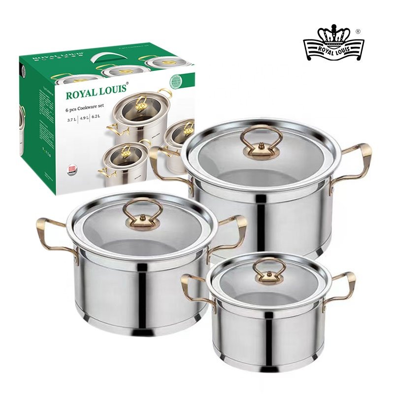 Hot Sale European Stainless Steel Pot Set Wholesale Cooking Pot 6 Pcs Cookware Set Russia Zei Dan Supplier Kitchenware
