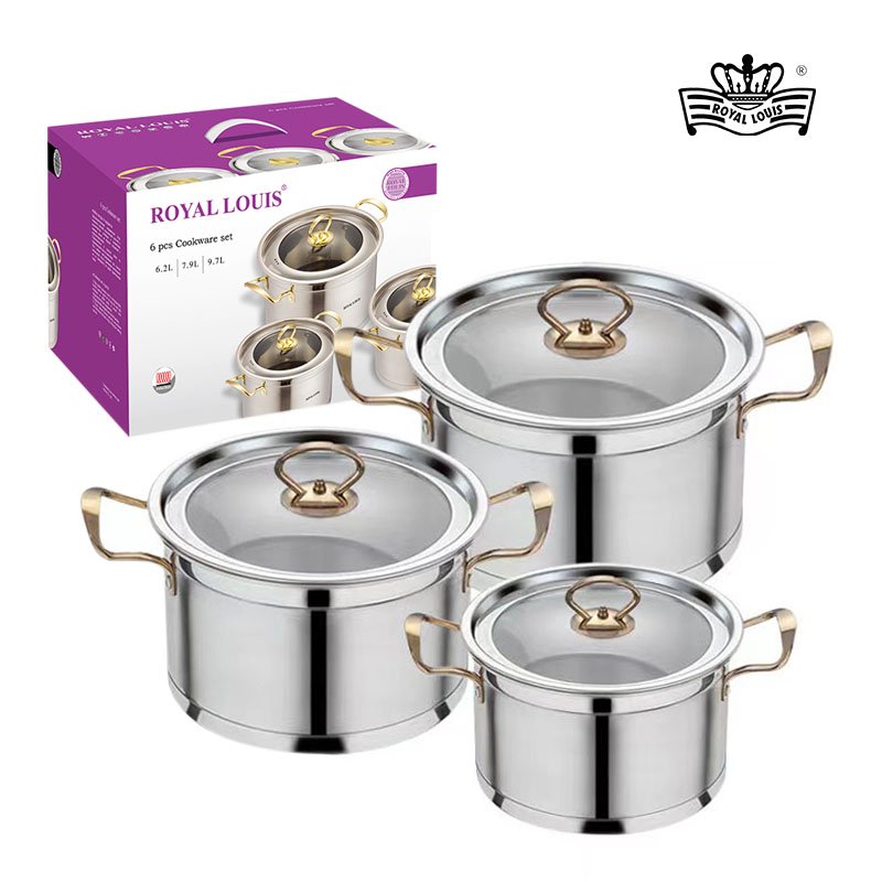 Hot Sale European Stainless Steel Pot Set Wholesale Cooking Pot 6 Pcs Cookware Set Russia Zei Dan Supplier Kitchenware