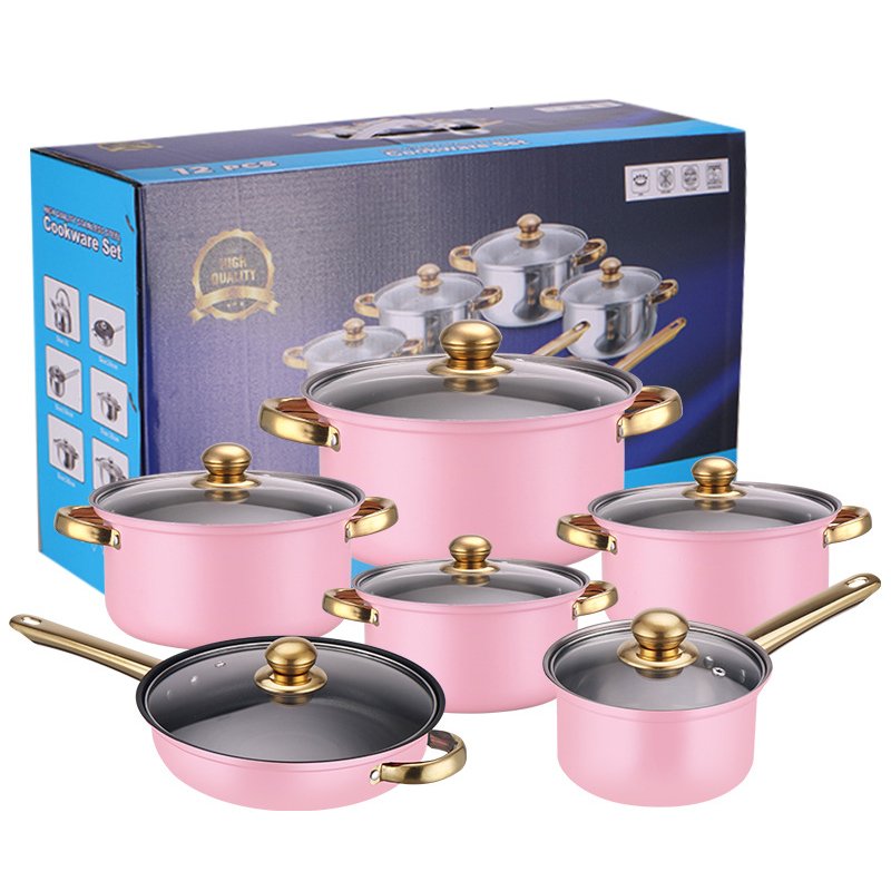 Hot Sale Cookingware Set Stainless Steel 12Pcs Cooking Pot Cook Pots Casserole juego de ollas Cookware Set