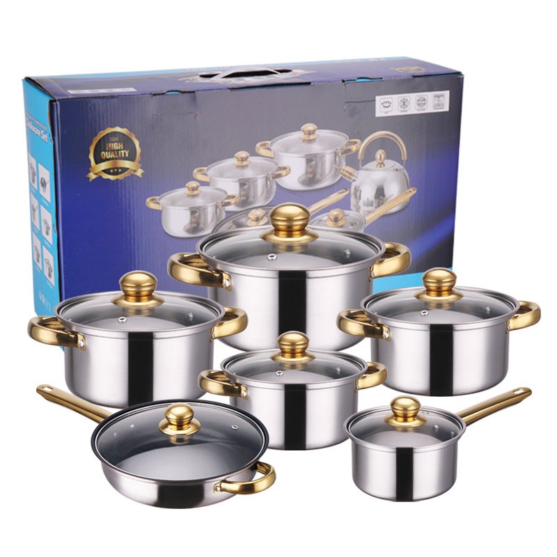 Hot Sale Cookingware Set Stainless Steel 12Pcs Cooking Pot Cook Pots Casserole juego de ollas Cookware Set