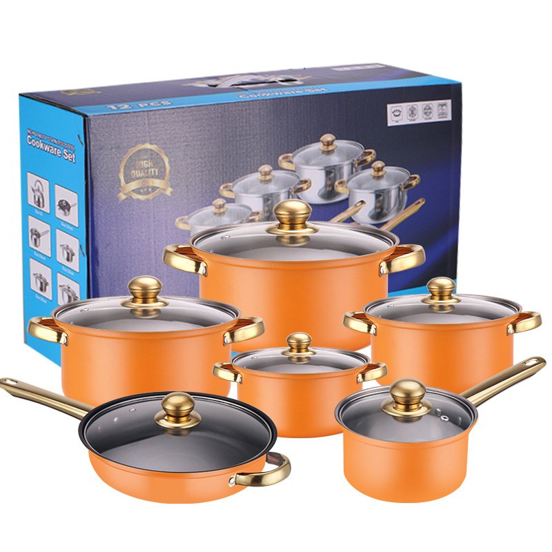 Hot Sale Cookingware Set Stainless Steel 12Pcs Cooking Pot Cook Pots Casserole juego de ollas Cookware Set