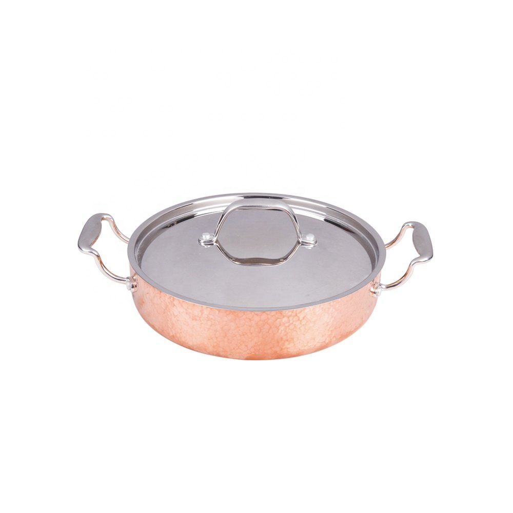 triply copper cookware Fashion Hammered Copper 3 Layer Non Stick Stainless Steel Pots And Pans Cookware Set