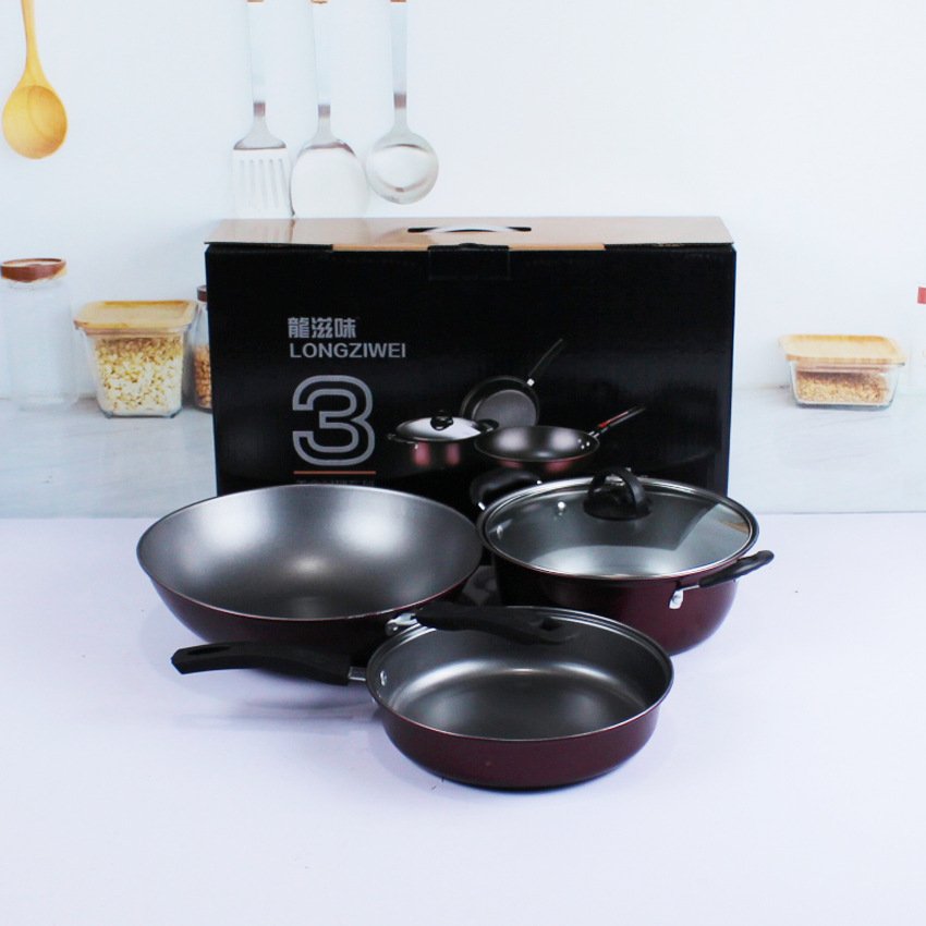 4pcs Gift Pot Set Iron Cookware Set Soup Pot Frying Pan Milk Pot Gift Wholesale Hot Selling