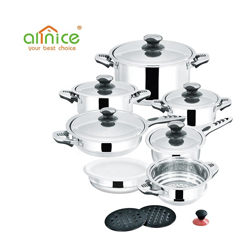 HIgh quality Stainless Steel 30pcs Cookware Set Pots and Spoons with Cutting Board