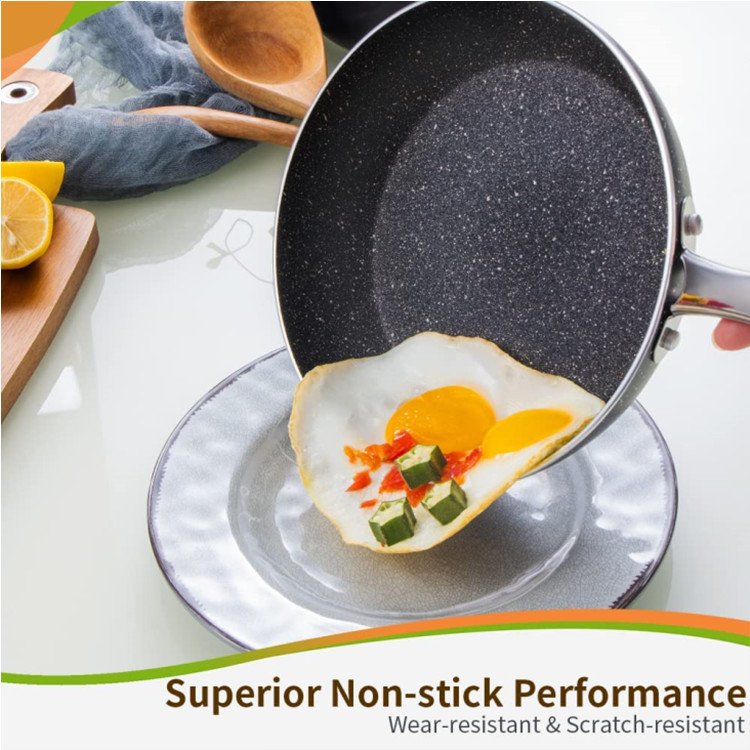 10 pcs Material Metal Feature Eco-Friendly Stocked Germany granite cooking pots frying pan set cookware set for home cooking