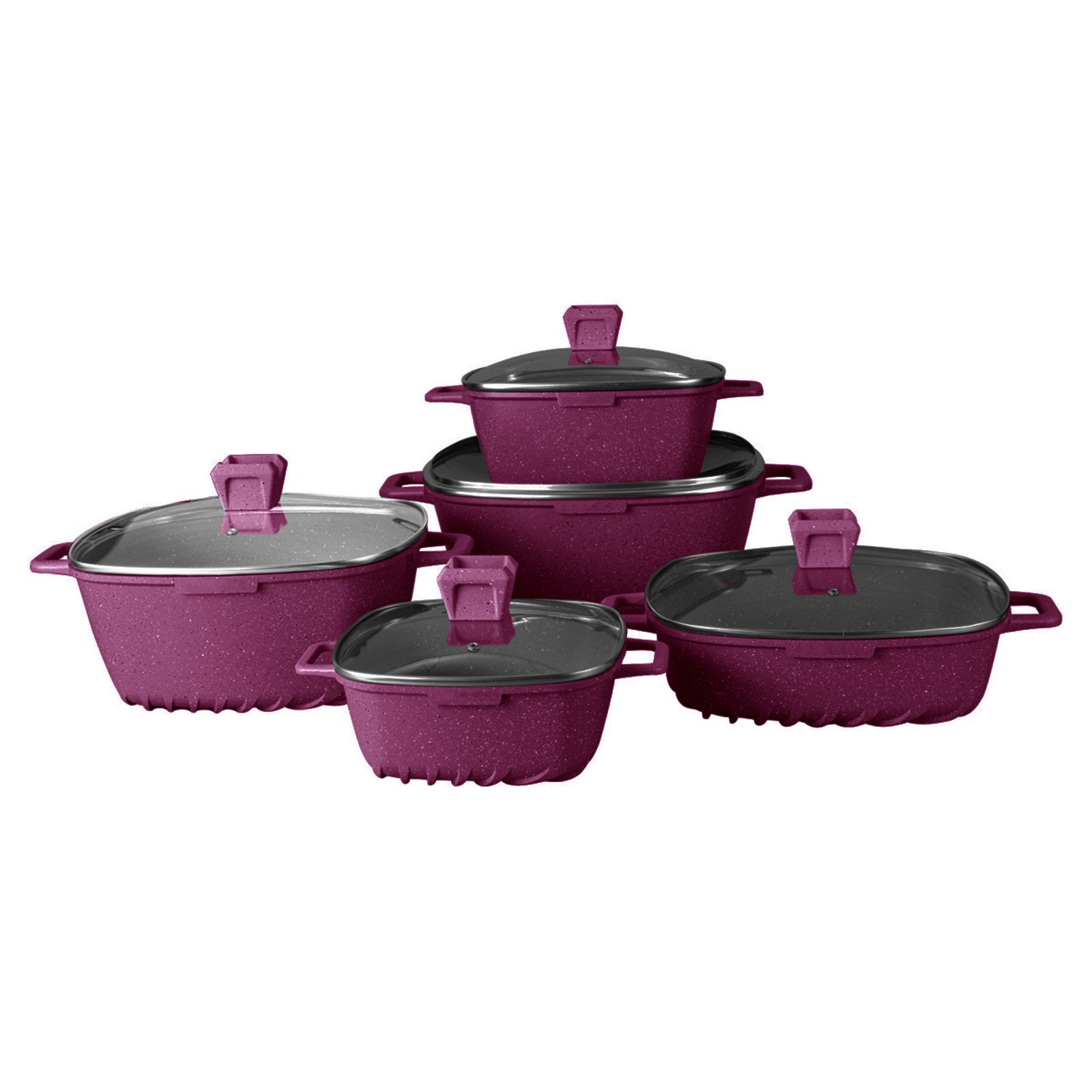 Household Sundries Die Cast 10pieces 20/24/28/32/28cm Cooking Pot Set Cookware Granite Asian Zen Kitchen Cooking Pot Casserole