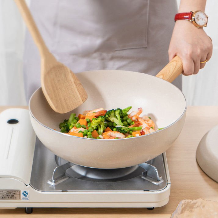 Fast Shipping Essence Series White Press Aluminum Stone Saucepan Non Stick Cookware Sets With Lid