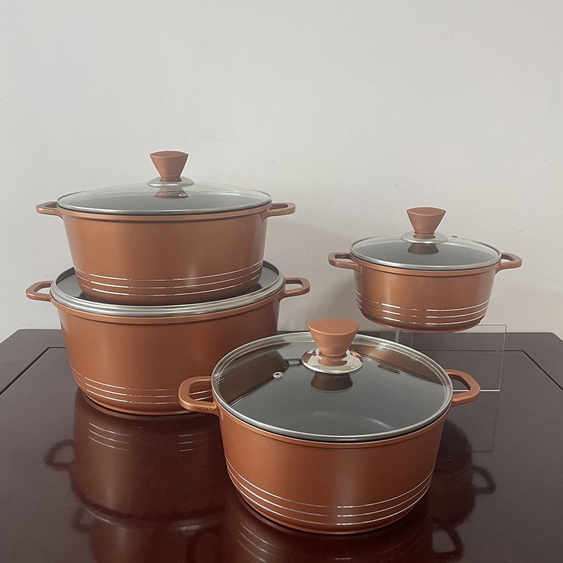 Trade Assurance 8 Pieces Die Cast Aluminum Set Cookware Pots Non-stick Cookware Sets