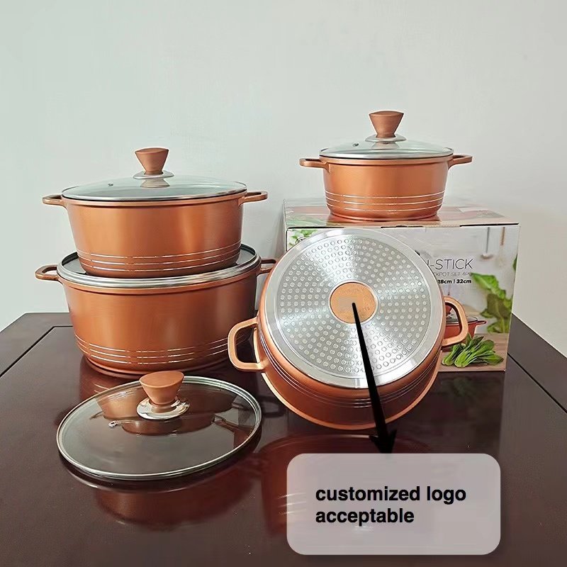 Trade Assurance 8 Pieces Die Cast Aluminum Set Cookware Pots Non-stick Cookware Sets