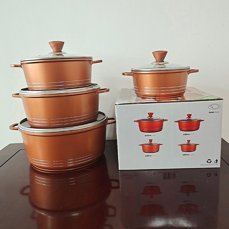 Trade Assurance 8 Pieces Die Cast Aluminum Set Cookware Pots Non-stick Cookware Sets