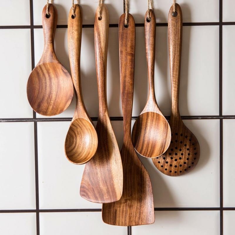 Wooden Spatula Spoon Utensils Kitchen Cookware Sets Eco-Friendly Reusable Kitchen Accessories