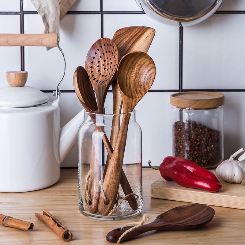 Wooden Spatula Spoon Utensils Kitchen Cookware Sets Eco-Friendly Reusable Kitchen Accessories
