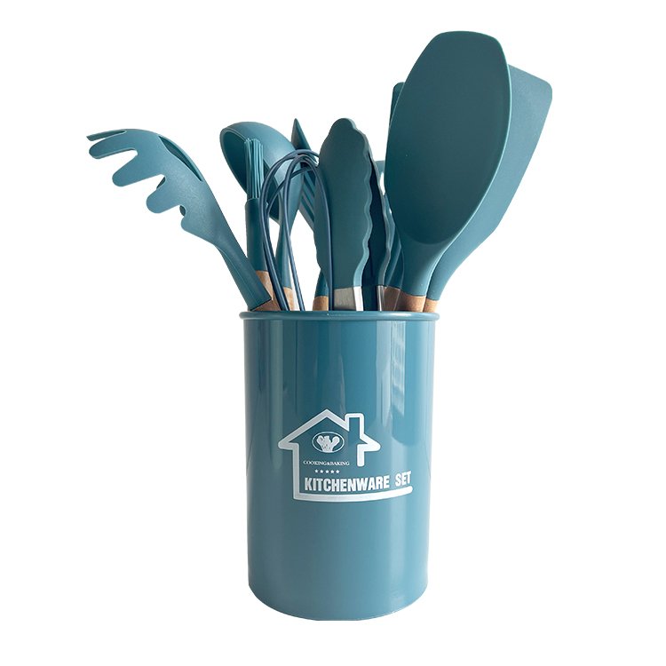 12 in 1 Silicone Utensil Set with Wooden Handle Cooking Tools Utensils Full Set of Kitchen Utensils Cookware Set