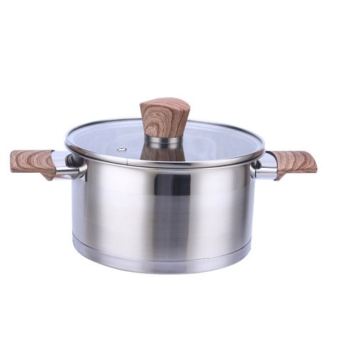 Multifunction Wok Milk Cooking Pot Set Soup Pot Stainless Steel Kitchen Cookware Set Wooden Handle Cooking Pots