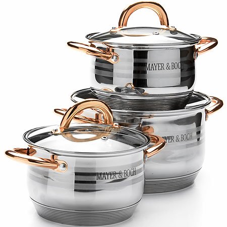 Stainless steel cookware set with 16cm saucepan 16 18 20 22 24cm casserole pots and fry pan