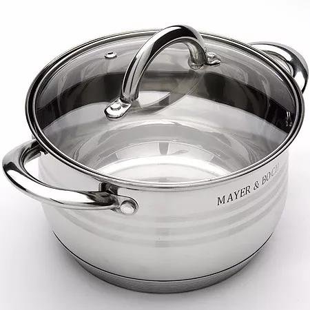 Stainless steel cookware set with 16cm saucepan 16 18 20 22 24cm casserole pots and fry pan