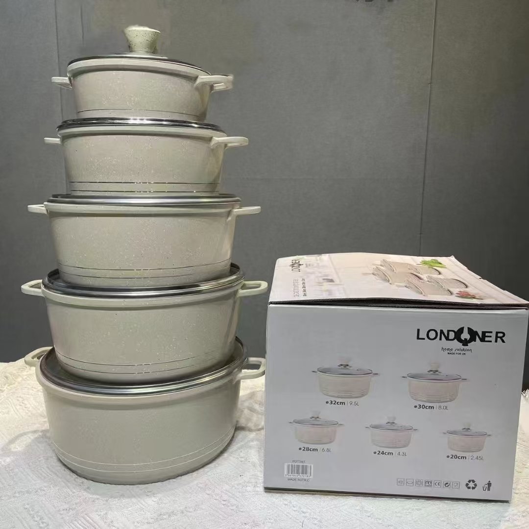 20/24/28/30/32cm 10PCS Cookware set with 3 color induction bottom new model