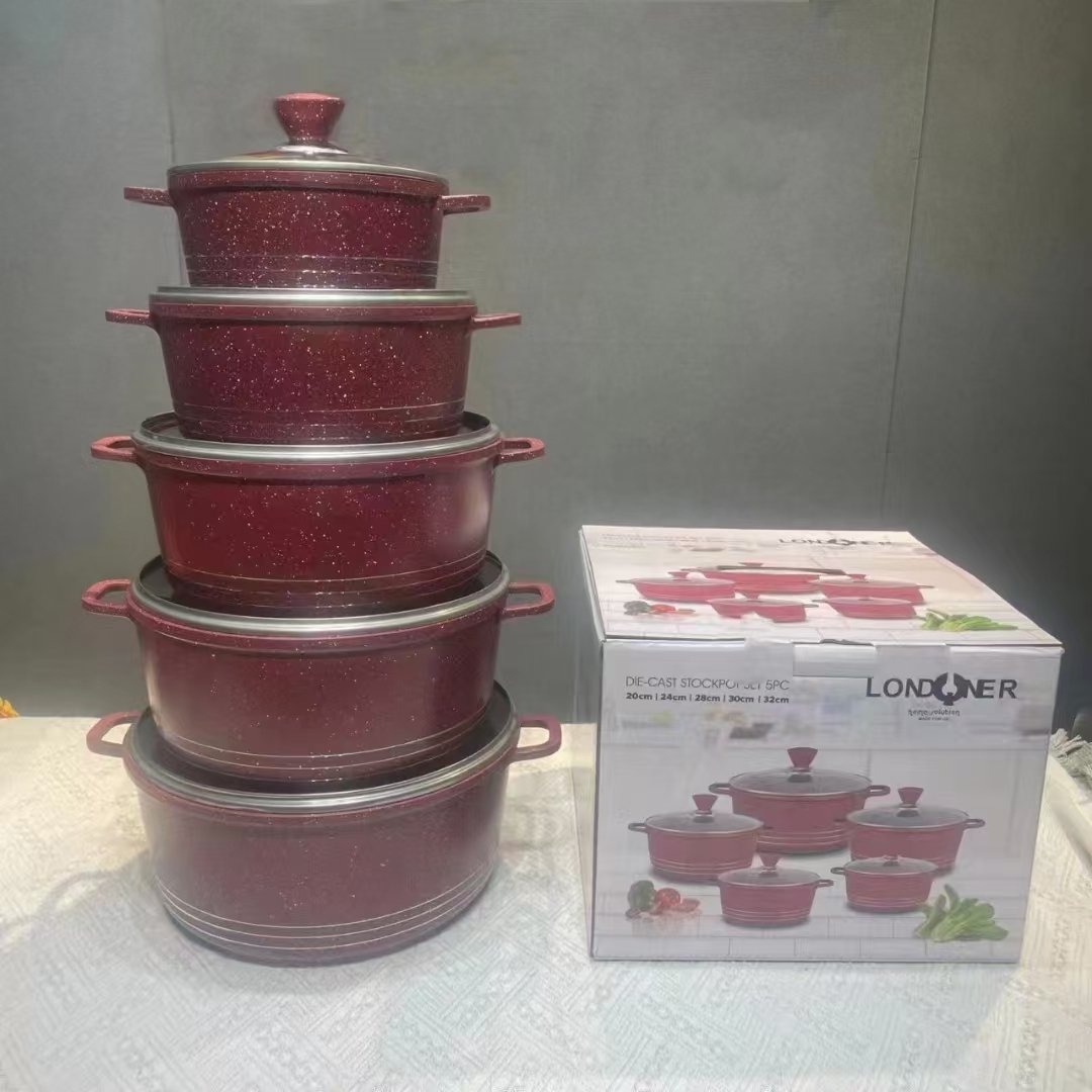 20/24/28/30/32cm 10PCS Cookware set with 3 color induction bottom new model