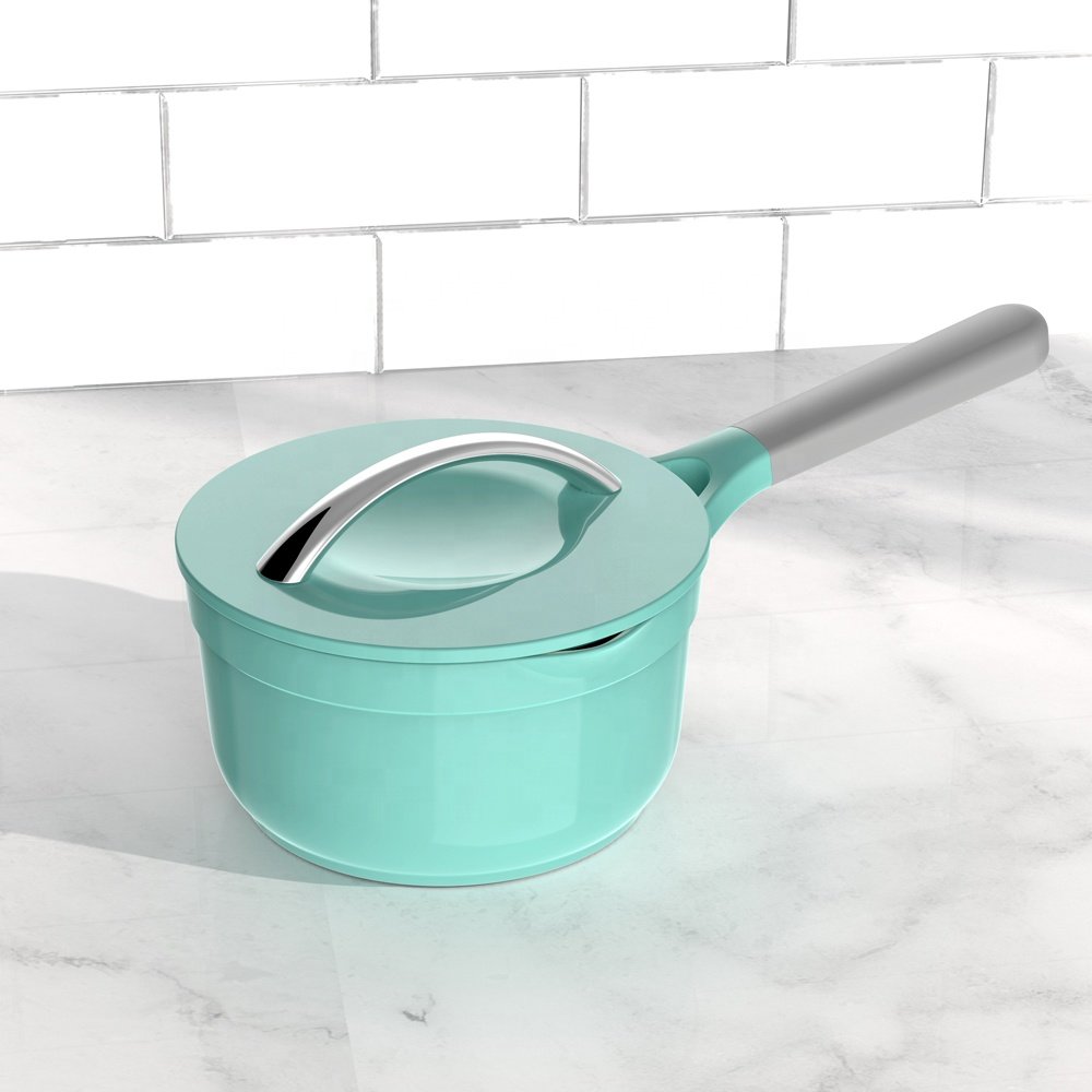 Cookshcon New Arrival 4 Pieces Die-Casting Aluminum Composite Bottom Nonstick Pots and Pans Cookware Sets