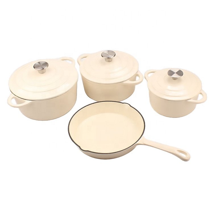 Large size enamel cast iron skillet color soup pot dutch oven enameled cast iron cookware set