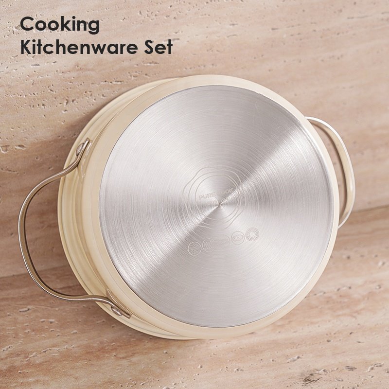 Custom Wholesale Fashion Colorful Stainless Steel 304 Kitchenware Ceramic Painting Casserole Cooking Hot Soup Pot Cookware Sets