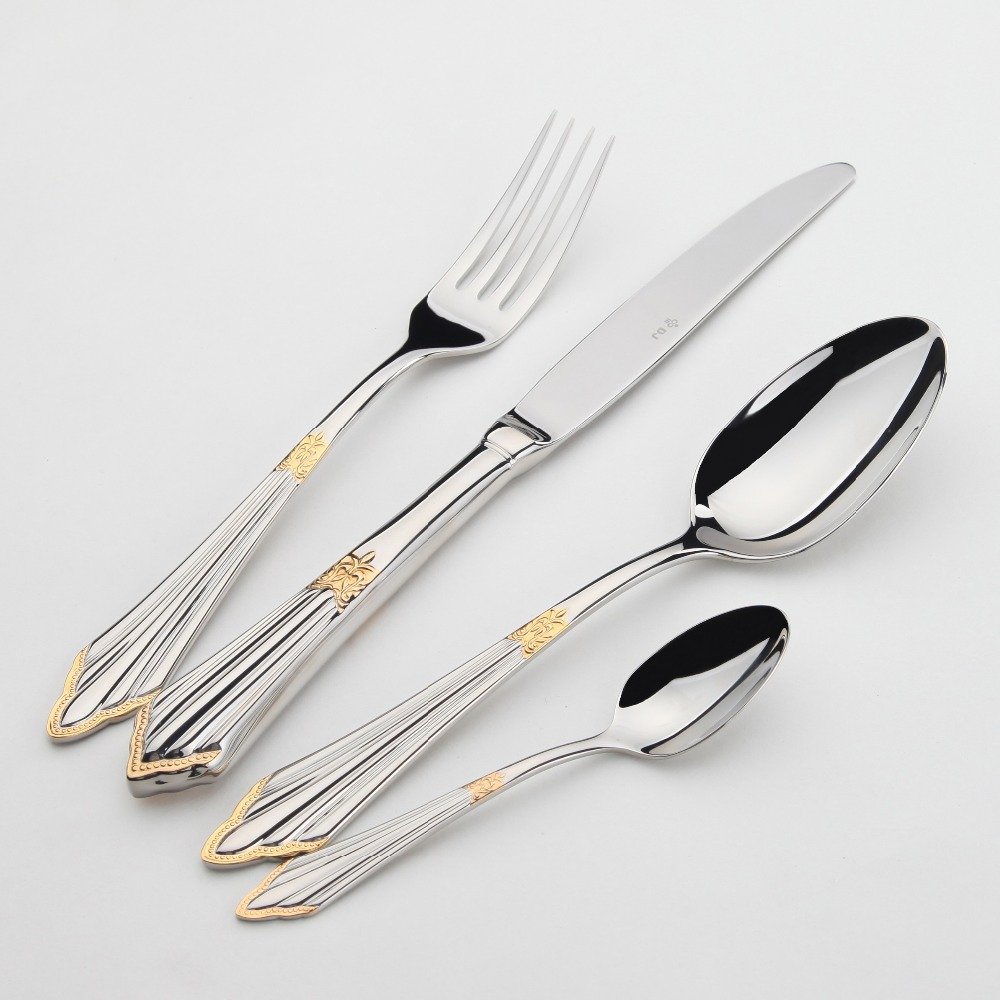 gold hotel for children stainless steel fork and knife and spoon cutlery sets